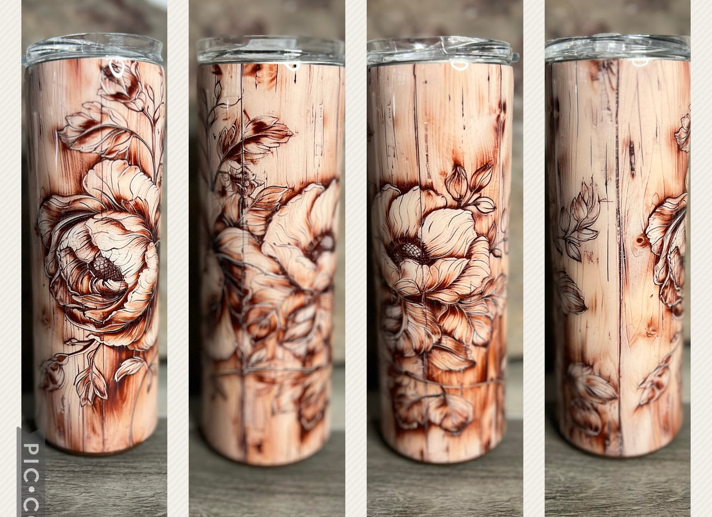 Wood Grain Flower Tumbler